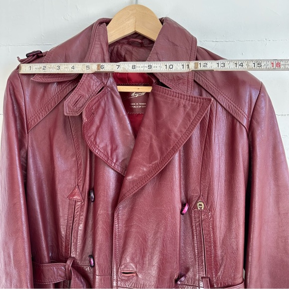 Vintage Leather Trench Coat Eitenne Aigner Burgundy Long Jacket 10 - Picture 15 of 16